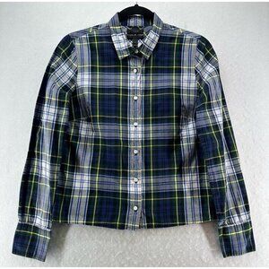J.Crew Shirt Womens Size 4 Perfect Plaid Button Front Long Sleeve Cotton Blue
